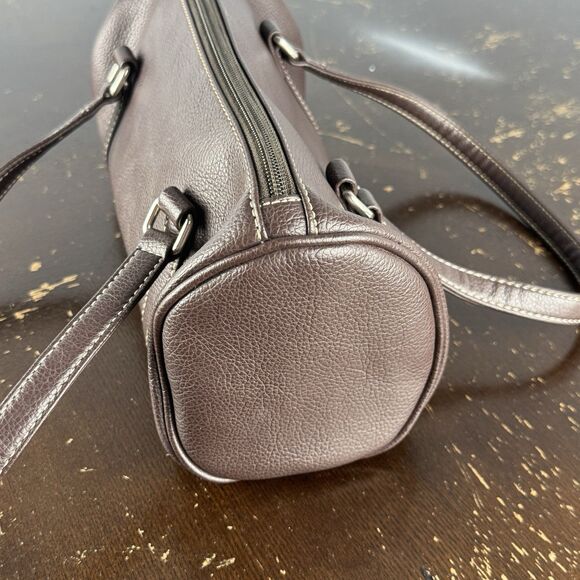 New York & Company Faux Leather Hand Bag Med Brown NY&C Logo Inner Zip Pocket - Picture 5 of 7